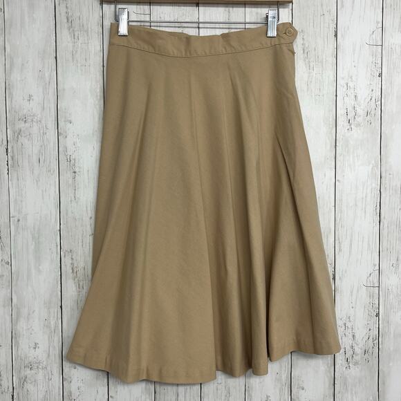 Mr Mort Other - Mr Mort Tan Khaki A Line Basic Plain Modest Flowy Lightweight Vintage Skirt